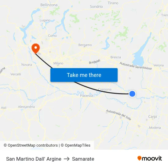 San Martino Dall' Argine to Samarate map