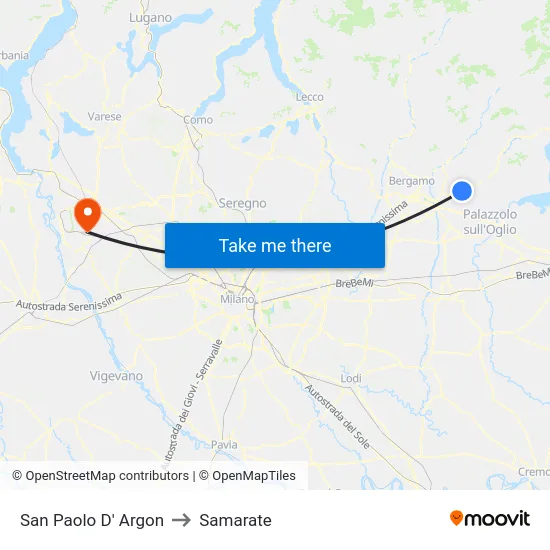 San Paolo D' Argon to Samarate map