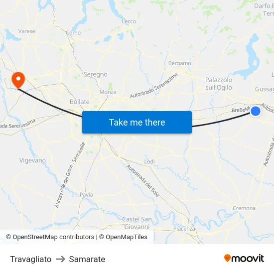 Travagliato to Samarate map