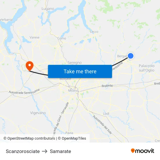 Scanzorosciate to Samarate map
