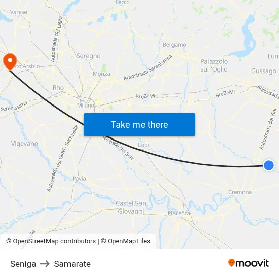 Seniga to Samarate map