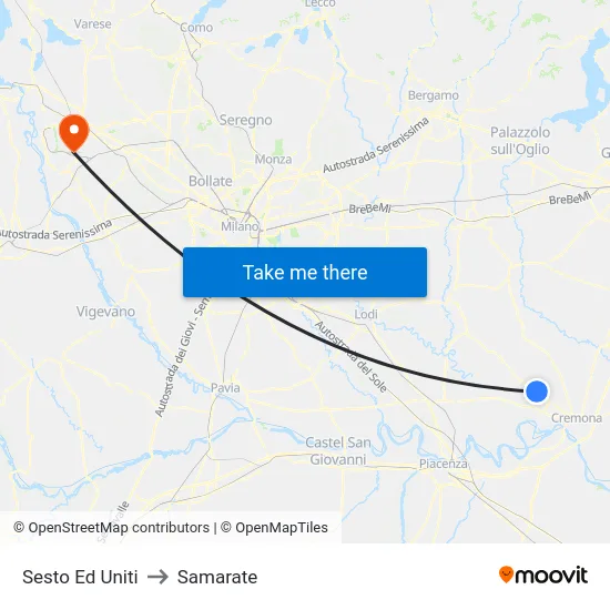 Sesto Ed Uniti to Samarate map