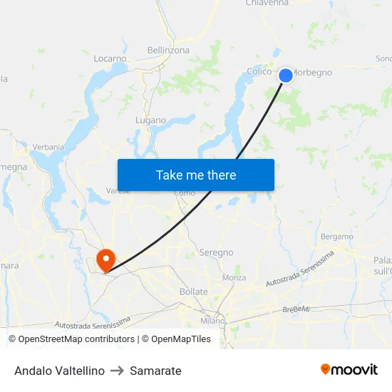 Andalo Valtellino to Samarate map