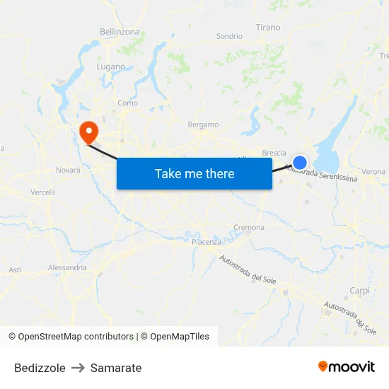 Bedizzole to Samarate map