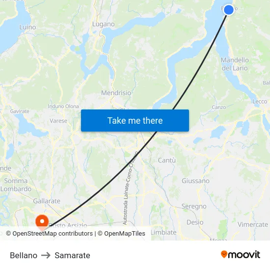 Bellano to Samarate map
