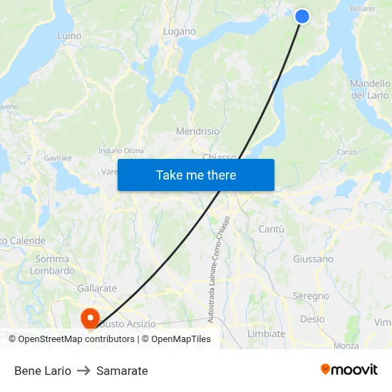 Bene Lario to Samarate map