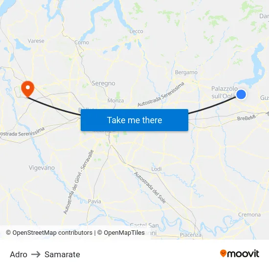 Adro to Samarate map