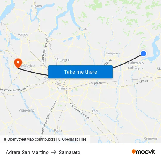 Adrara San Martino to Samarate map
