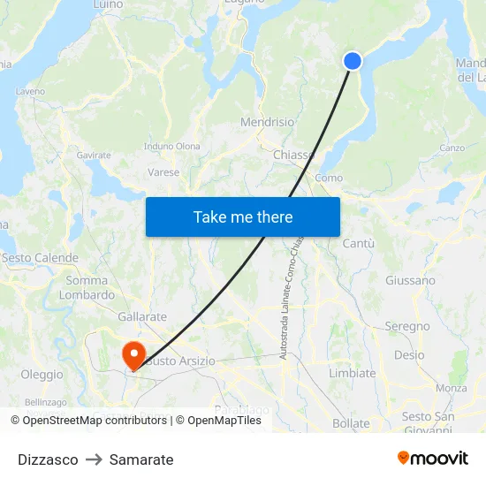 Dizzasco to Samarate map