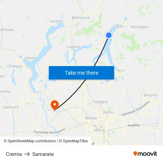 Cremia to Samarate map
