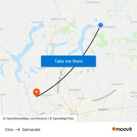 Cino to Samarate map