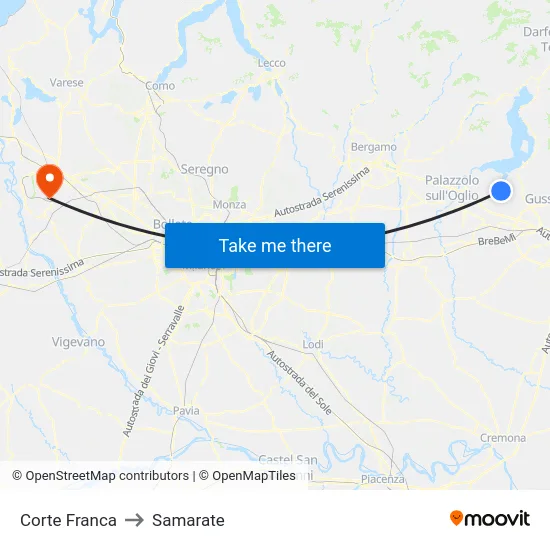 Corte Franca to Samarate map