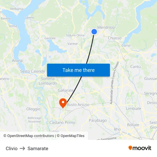 Clivio to Samarate map