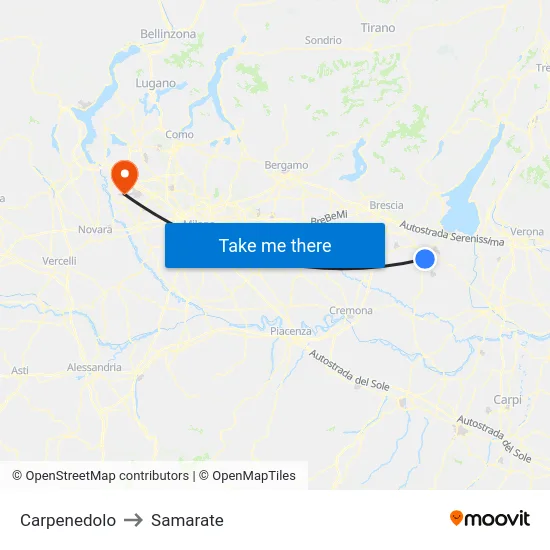 Carpenedolo to Samarate map