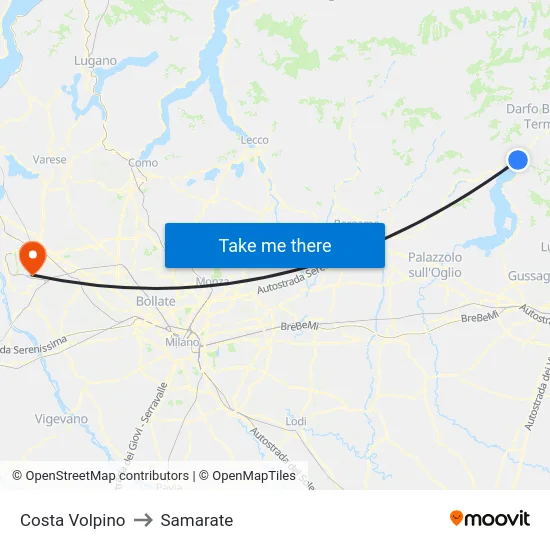 Costa Volpino to Samarate map
