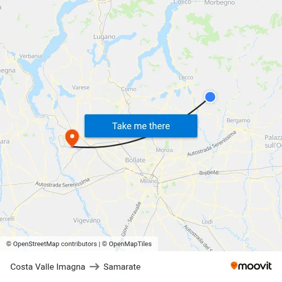 Costa Valle Imagna to Samarate map