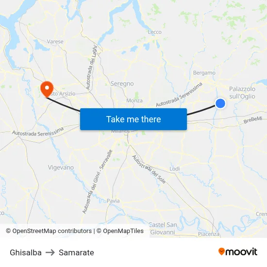 Ghisalba to Samarate map