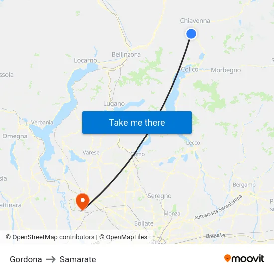 Gordona to Samarate map