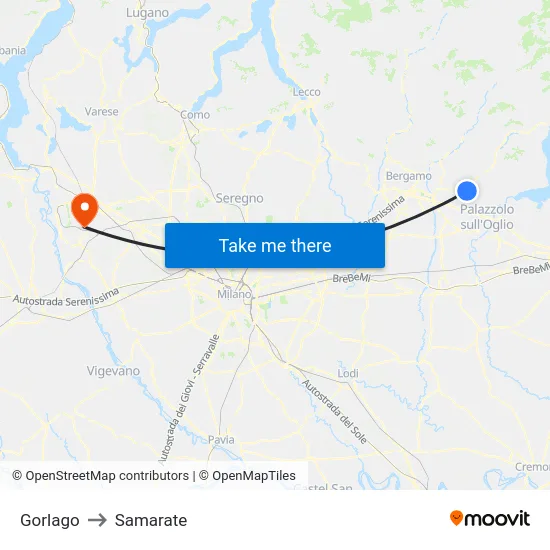 Gorlago to Samarate map