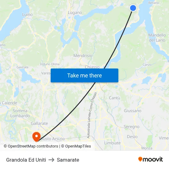 Grandola Ed Uniti to Samarate map