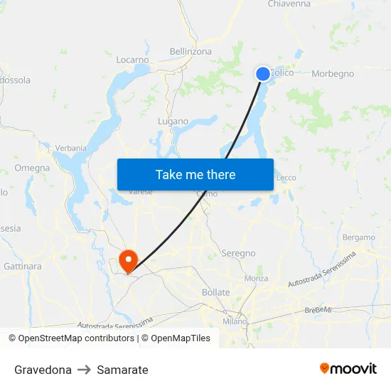 Gravedona to Samarate map