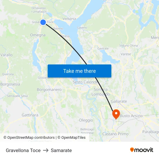 Gravellona Toce to Samarate map