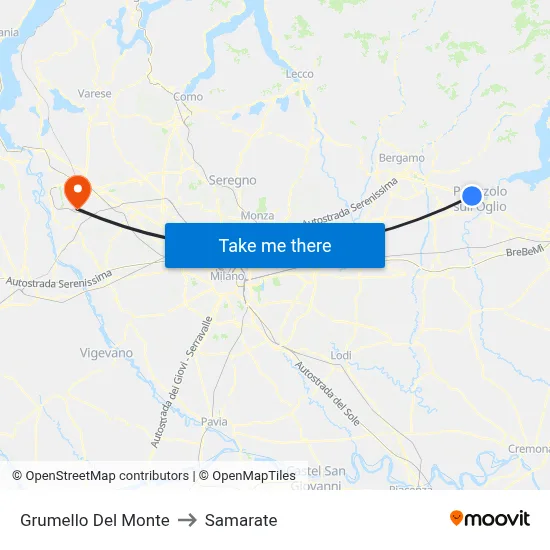 Grumello Del Monte to Samarate map