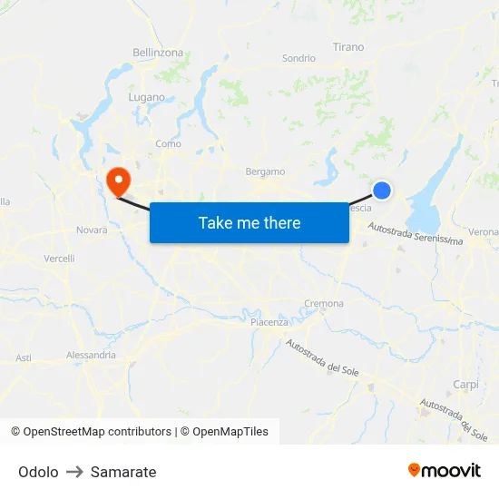 Odolo to Samarate map