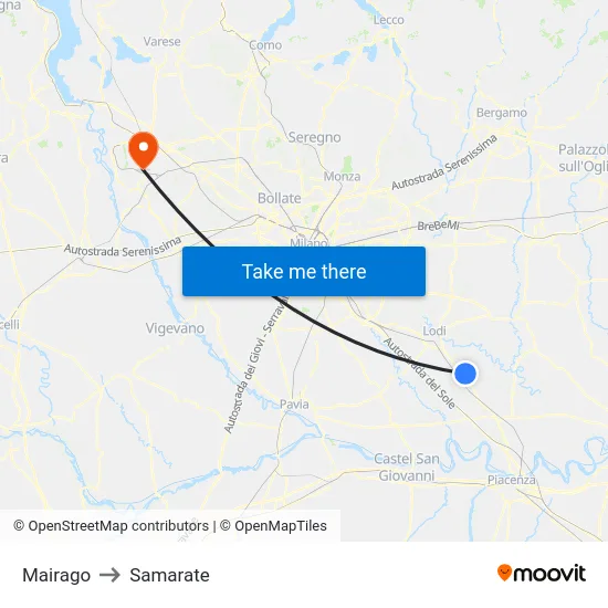 Mairago to Samarate map