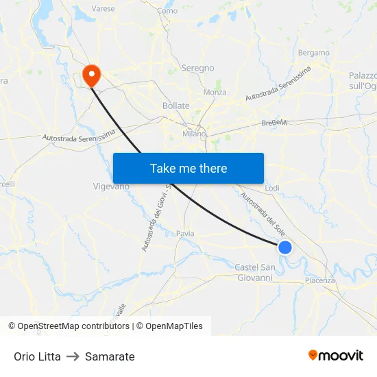 Orio Litta to Samarate map
