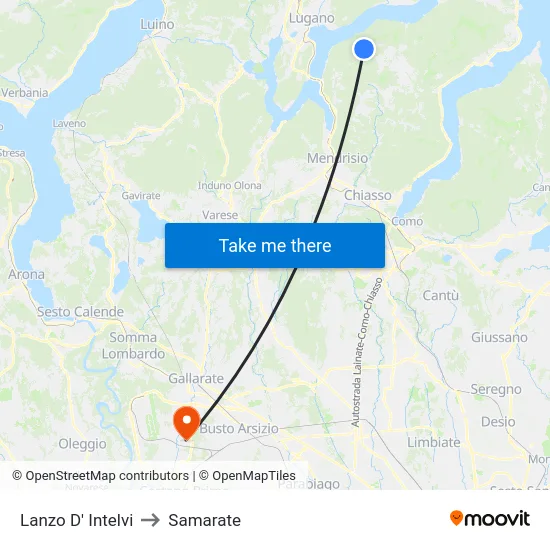 Lanzo d'Intelvi to Samarate map