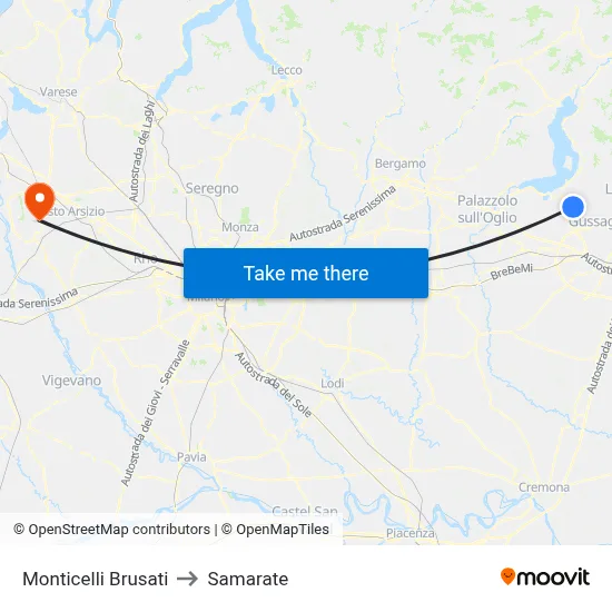 Monticelli Brusati to Samarate map