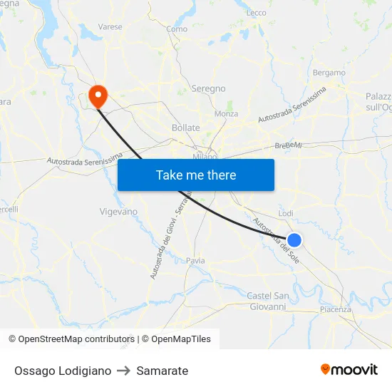 Ossago Lodigiano to Samarate map