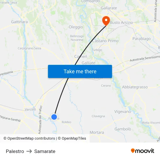 Palestro to Samarate map