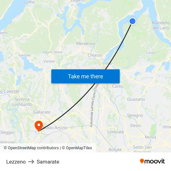 Lezzeno to Samarate map