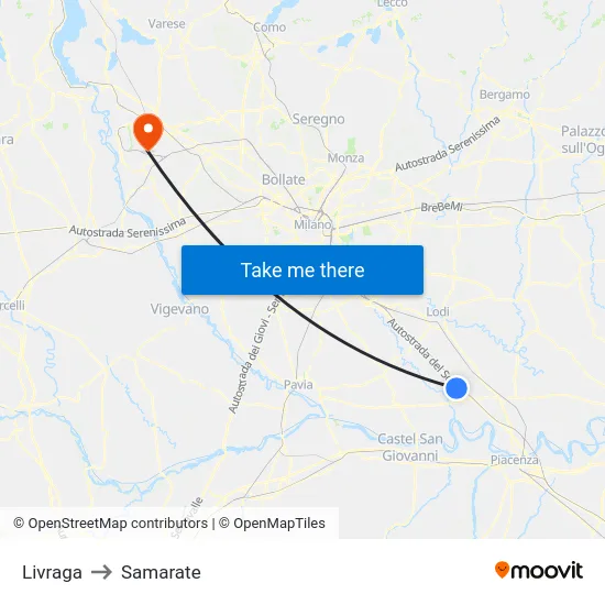 Livraga to Samarate map