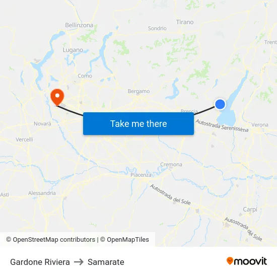 Gardone Riviera to Samarate map