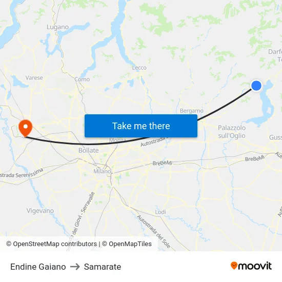 Endine Gaiano to Samarate map