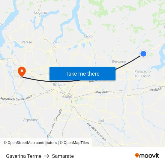 Gaverina Terme to Samarate map