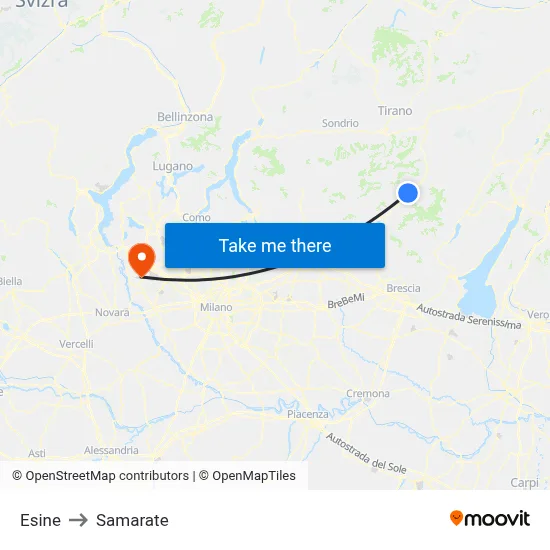 Esine to Samarate map