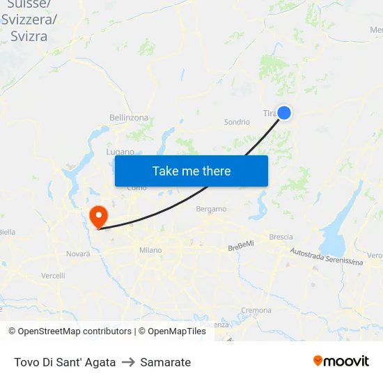 Tovo di Sant'Agata to Samarate map
