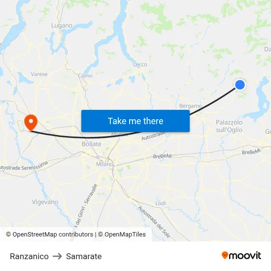 Ranzanico to Samarate map