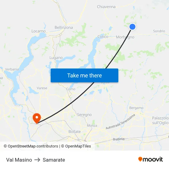 Val Masino to Samarate map