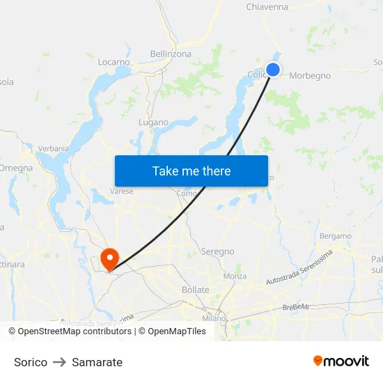 Sorico to Samarate map