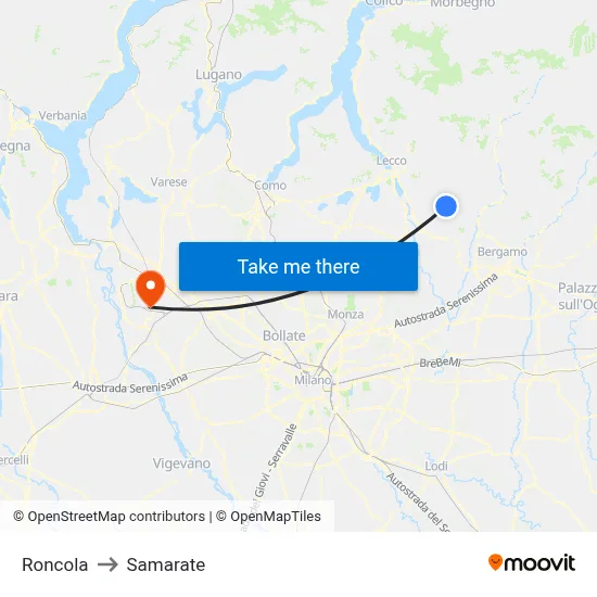Roncola to Samarate map