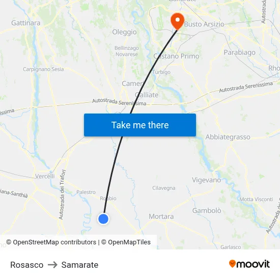 Rosasco to Samarate map