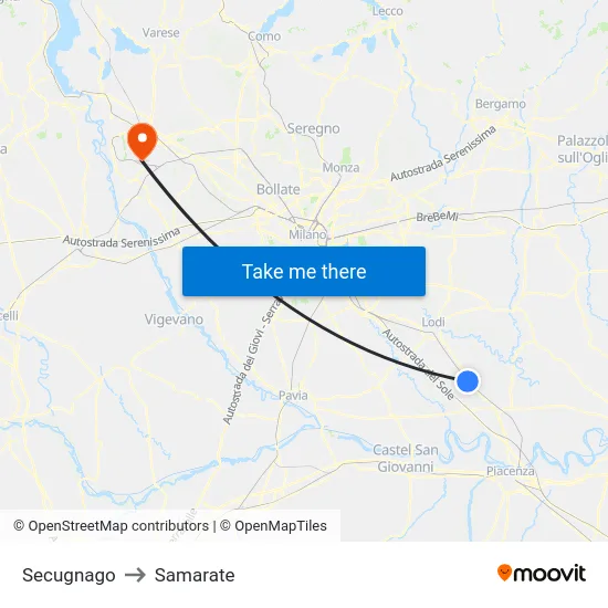Secugnago to Samarate map