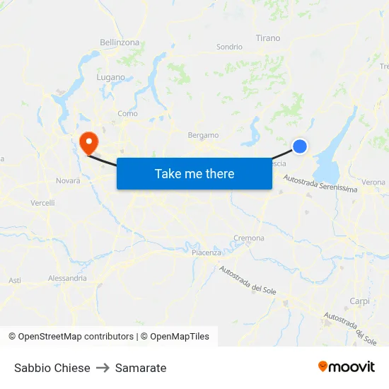 Sabbio Chiese to Samarate map