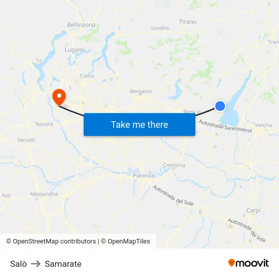 Salò to Samarate map