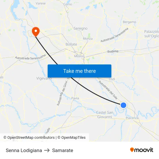 Senna Lodigiana to Samarate map